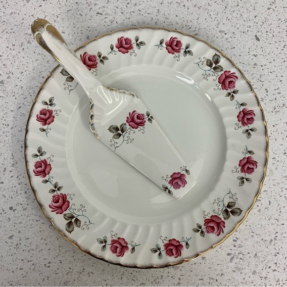Aynsley Other - Vintage Aynsley Rose Pattern Plate and Server Set